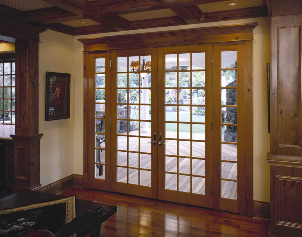 Classic wood decorated Patio door