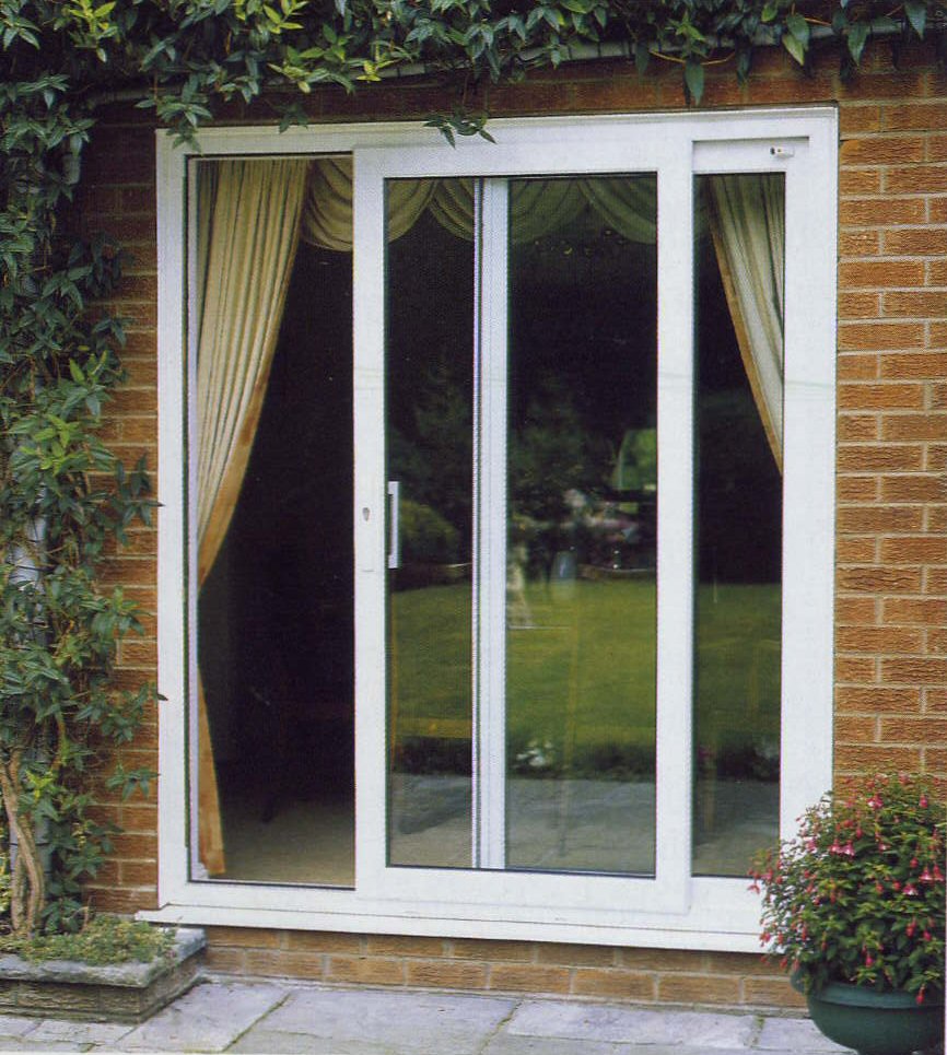 Patio door to the green courtyard